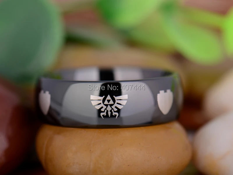 Бесплатная доставка YGK JEWELRY Лидер продаж 8 мм черный купол Легенда о Zelda Для мужчин новый кольцо Вольфрам обручальное кольцо из карбида