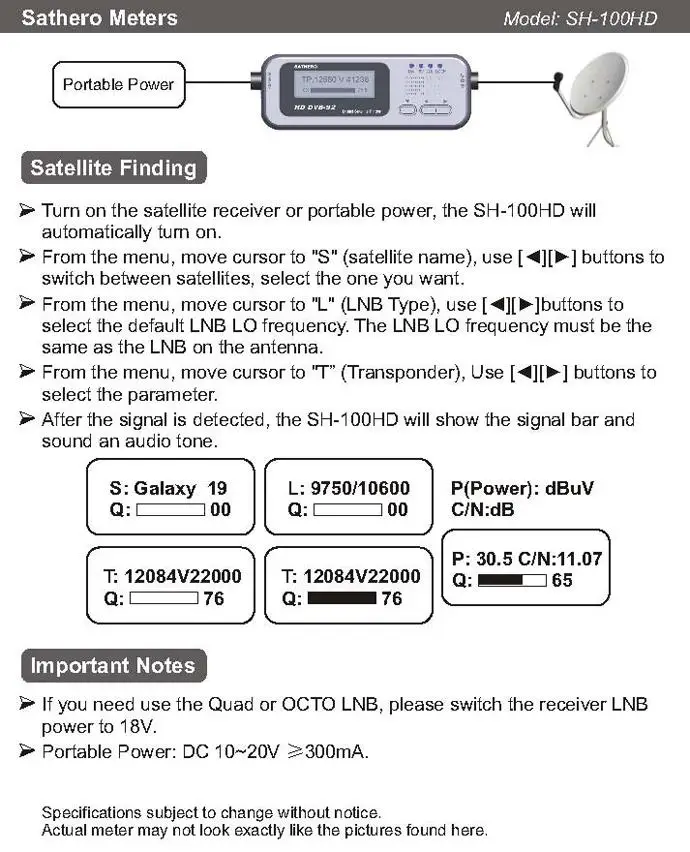 SH-100HD SAT Finder DVB-S/S2 HD Sathero Карманный Цифровой спутниковый Finder сигнальный спутник приемник с USB 2,0 ЖК-дисплеем