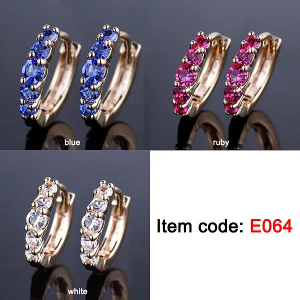 Классическая Женская золото GP стерлингового серебра 925 Серьги-кольца Jewelry E064
