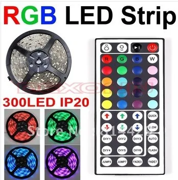 5 м 5050 RGB водить ФИТА De LED ленты 300 светодиодов диода подачи Тирас лампада не водонепроницаемый 12 В 44 ключ RGB контроллер Бесплатная доставка