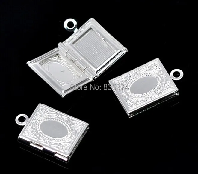 Посеребренные фото Рамки прямоугольник установка Locket Подвески 17x12 мм