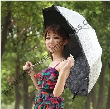 Superlight солнца, 100% солнцезащитный крем, UPF> 50 +, ladies'parasol, 8 К ребра, черный серебряное покрытие, карман зонтик, УФ-защита, арочные завязки