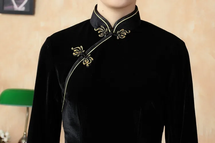 Шанхай история традиционное китайское Платье велюровое cheongsam платья Ципао китайское платье Чонг-сам китайское платье 5 цветов