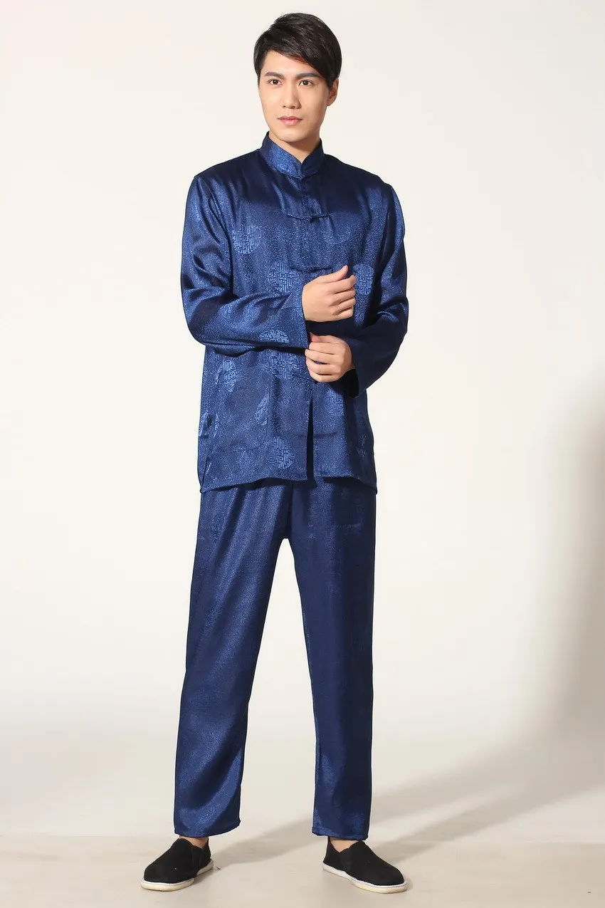 Шанхай история новое поступление с длинными рукавами Китайская традиционная одежда мандарин воротник кунгфу комплект taiji костюм 4 цвета