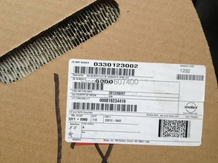 0330123002 CONN TERM FEMALE 18-20AWG Олово 33012-3002 MOLEX Соединители Клеммы корпуса новые и оригинальные части 330123002