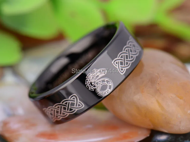 Бесплатная доставка YGK Jewelry Лидер продаж 8 мм Черный трубы тень Run Дракон Новый Для Мужчин's Вольфрам обручальное кольцо из карбида