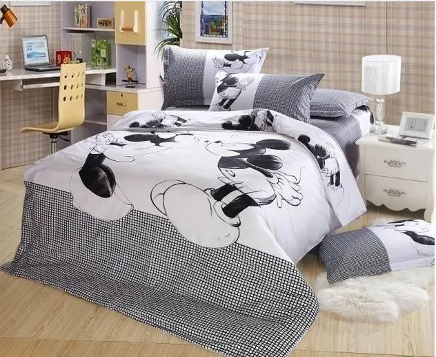 Negro Y Blanco Micky Y Minnie Juego De Cama Queen Size Ninos Raton