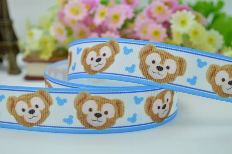 50Y DUWES 7/" 22 мм медведь синий мультфильм напечатанный grosgrain ленты DIY ручной работы одежда материалы оптом OEM