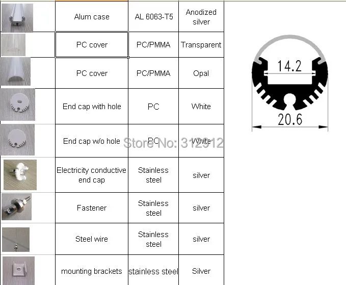 Perfil de Longo Anodizado com Tampa do pc para Flexibe Tiras de Led de Alumínio Prata ou Dura Ra-2020 1 m Cor 4 Cheap Capas e sombras p luminárias
