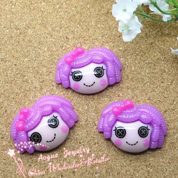 20pcs 25 34mm Purple Hair Lalaloopsy Resin Flatback Cabochon For
