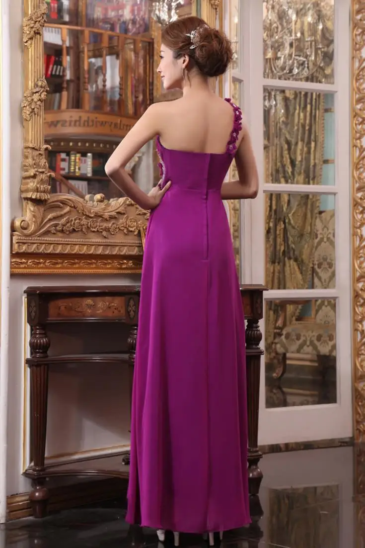 Элегантный высокое качество длинная версия дизайн фиолетовый основной трубач модель плюс размер платья длинное платье для взрослых женщин вечер-платье
