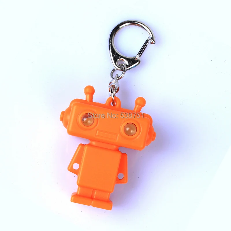 С помощью FedEx 100 шт./лот светодиодный брелок с животными из мультиков брелок "Робот" со звуком светодиодный игрушка-фонарик брелок