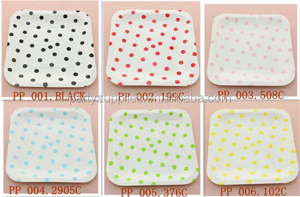 01 Square Polka Dot Paper Plate
