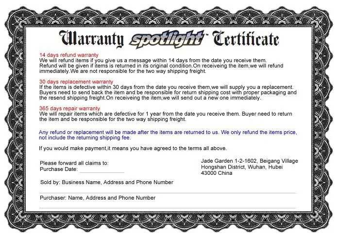 Spotlight-warranty-certificate