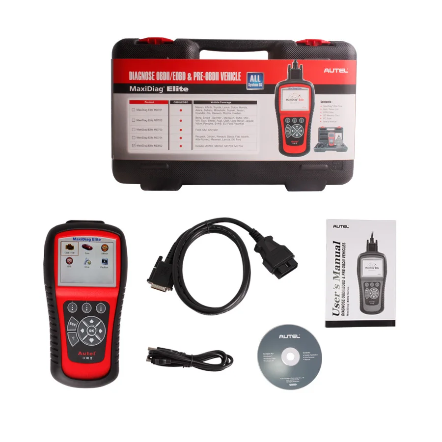 MaxiDiag Elite MD802 Все Системы+ DS Модель MD 802 полный Системы DS+ EPB+ МНК+ поток данных обновление по Интернет