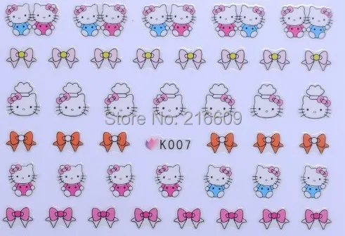 Наклейка на палец 22 листа/партия Смешанные 11 видов конструкций 3D hello kitty наклейки для ногтей украшения K001-011