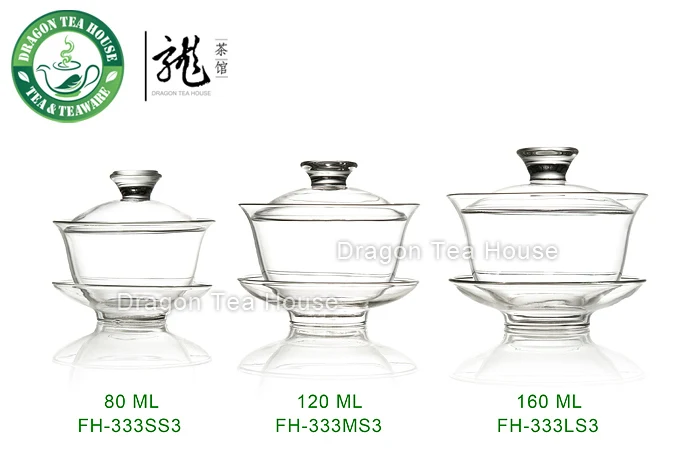 Китайское кун-фу чай прозрачное стекло Gaiwan 120 мл FH-333MS3