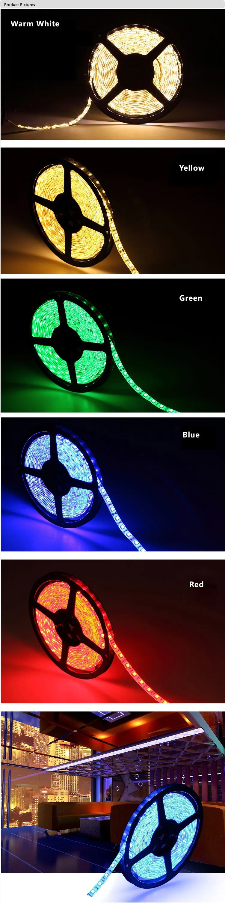 Водонепроницаемый 5 м SMD3528 300 60leds/m один Цвет белый гибкие светодиодные полосы+ 24key ИК-пульт+ 12 В 2A Мощность