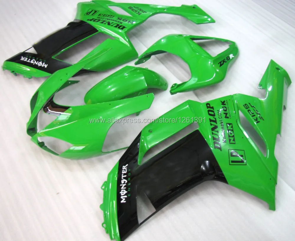 Инъекции цвета: зеленый, черный Обтекатели для Кавасаки ниндзя ZX 6R 636 07 08 ZX-6R 07-08 ZX6R 2007 2008 ZX 6R 07 08 и задние крышки