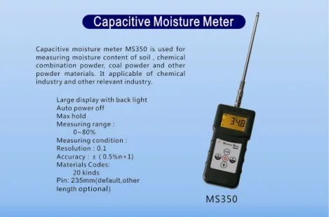 Цифровой емкостный Измеритель влажности почвы химическое соединение порошок угольный порошок и порошкообразных материалов влаги анализатор MS350