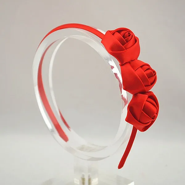 Порядок Trail Рождественский тройной Атласные Розы Hairband DIY Мини розетки Атласная покрыты оголовье аксессуары для волос 30 шт./лот