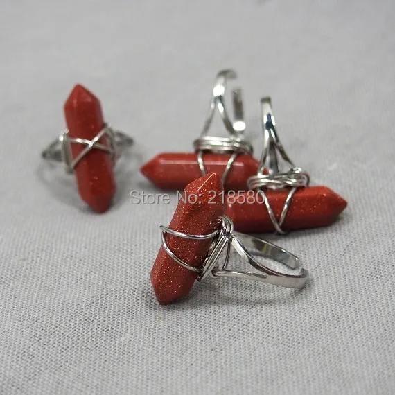 H-ADR09 Исцеление Камень Goldsand точка серебряное кольцо