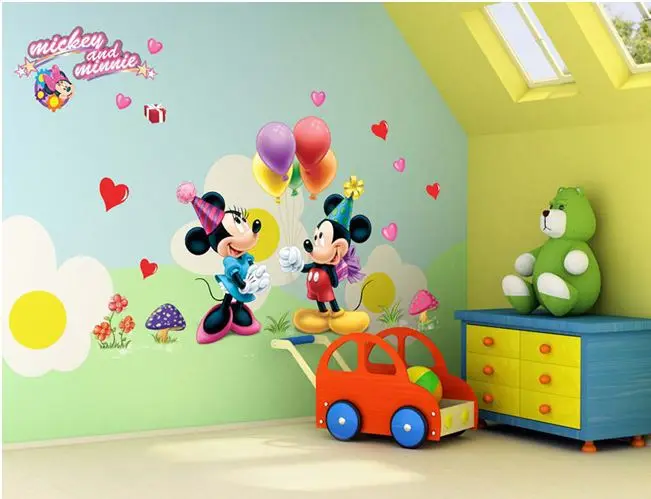 Diy Removable Wall Stickers Background Mickey And Micky Cartoon