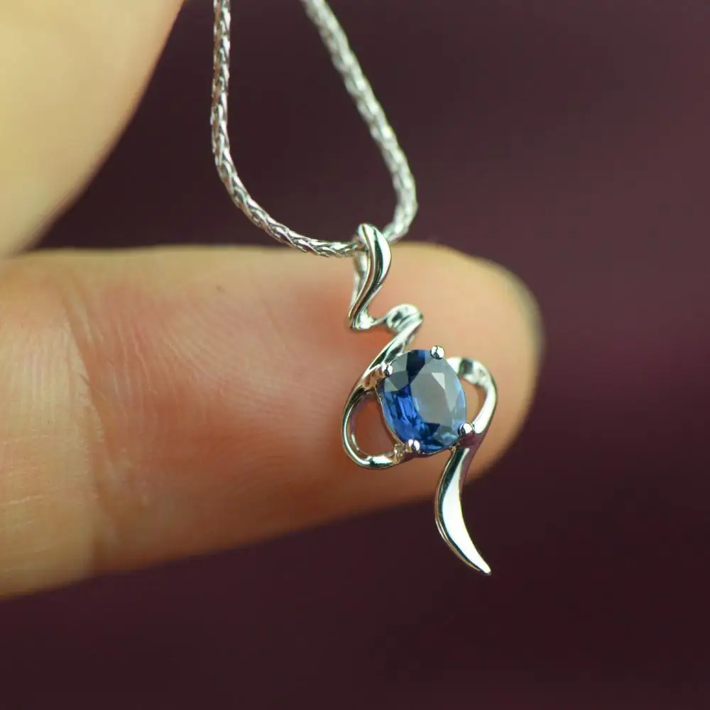 GVBORI 0.35ct природных синий сапфир драгоценный камень 18 К белого золота образец кулон дешевые Ювелирные украшения Для женщин Подарок Elegent и благородный ежедневно