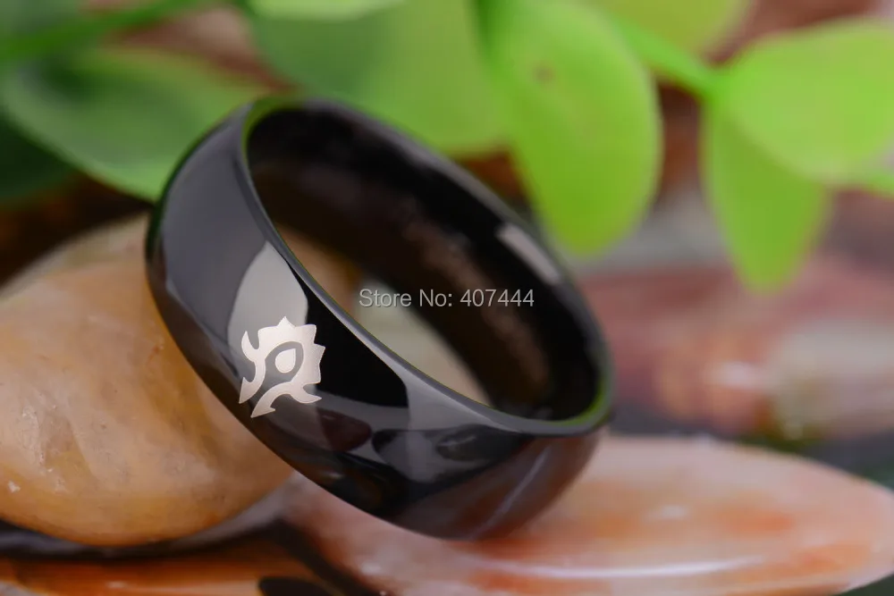 Бесплатная доставка YGK Jewelry Лидер продаж 8 мм черный купол World Of Warcraft Орды Новый Вольфрам обручальное кольцо из карбида