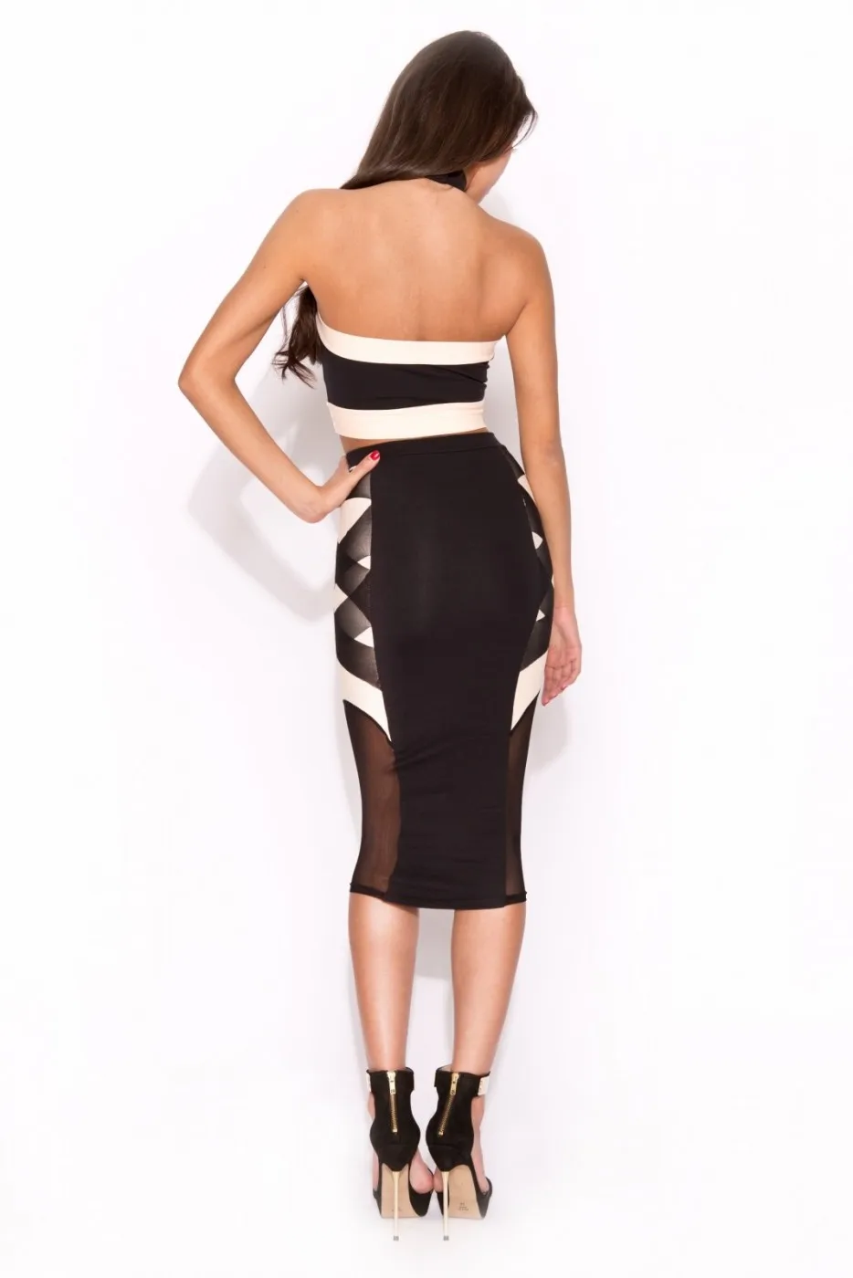 ML17983 Sexy Black White Dress