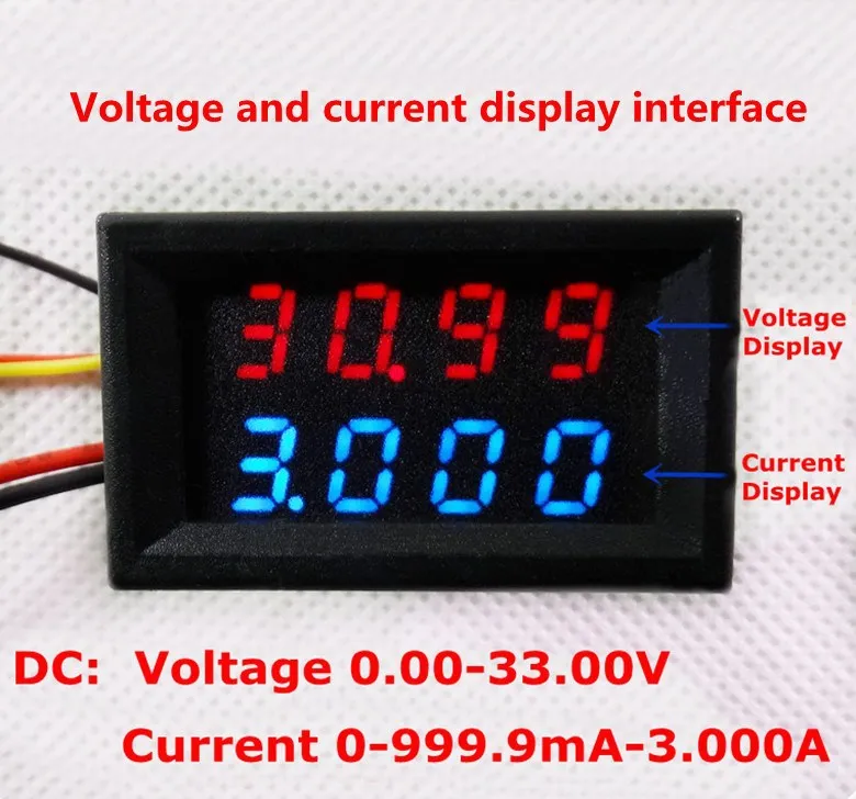 RD зеленый/синий/красный+ красный двойной светодиодный 4 в 1 0,28 термометр измеритель мощности амперметр вольтметр напряжение тока DC 0-33,0 в/3 А [3 шт./партия]