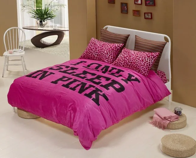 Экспресс-, популярный комплект постельного белья, я сплю только в розовом цвете, чехол реактивный краситель пододеяльник с принтом леопардовой простыни наволочки, для девочек
