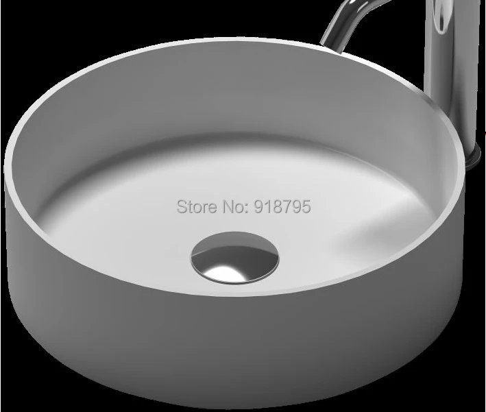 Round Bathroom Solid Surface Stone Counter Top Vessel Sink