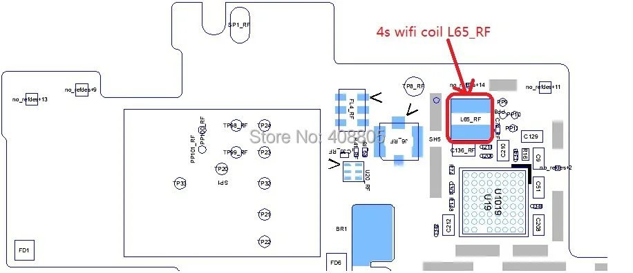 100 шт./лот для iPhone 4S L65_RF катушка Wi-Fi индуктор на материнской плате без wifi серый wifi fix part