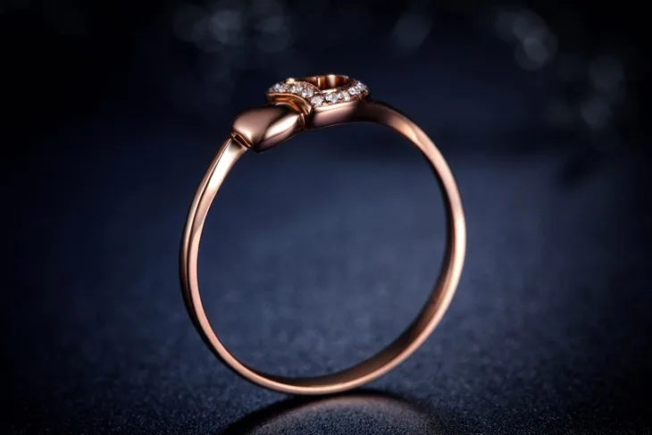 ZOCAI кольцо в форме сердца 0,05 ct натуральный настоящий бриллиант 18 K розовое золото кольцо ювелирные изделия W05344