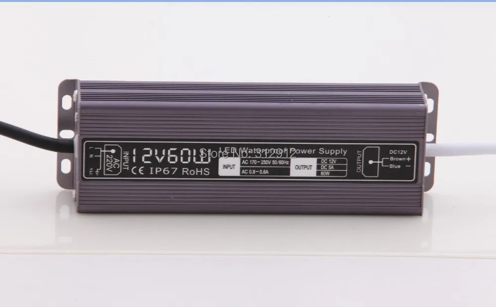 12 V/60 W Водонепроницаемый режим переключение, питание; IP67 Номинальная; AC110-260V вход
