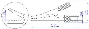 CC719 100 шт черный красный крокодил зажим, 53,5 мм с 4 мм гнездом