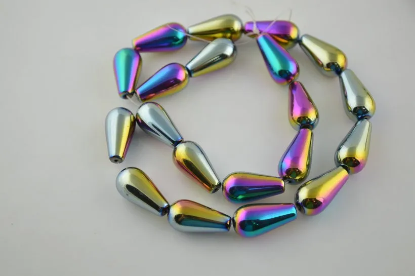 Посеребренная Высококачественная Груша Форма Hematite бусины капли воды DIY бусины для изготовления бижутерии 10 шт./лот
