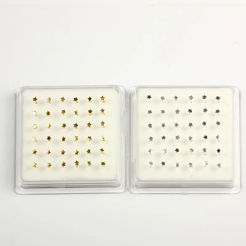 36 шт./кор. 925 пробы Серебряный Пирсинг нос Звезда нос шпильки pin bone