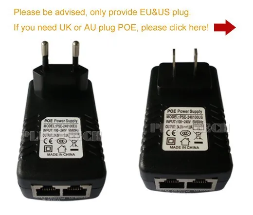 100 шт./лот 24 V 0.5A 12 Вт Мощность Over Ethernet совместимый для 10/100 м настенный адаптер, переходник питания