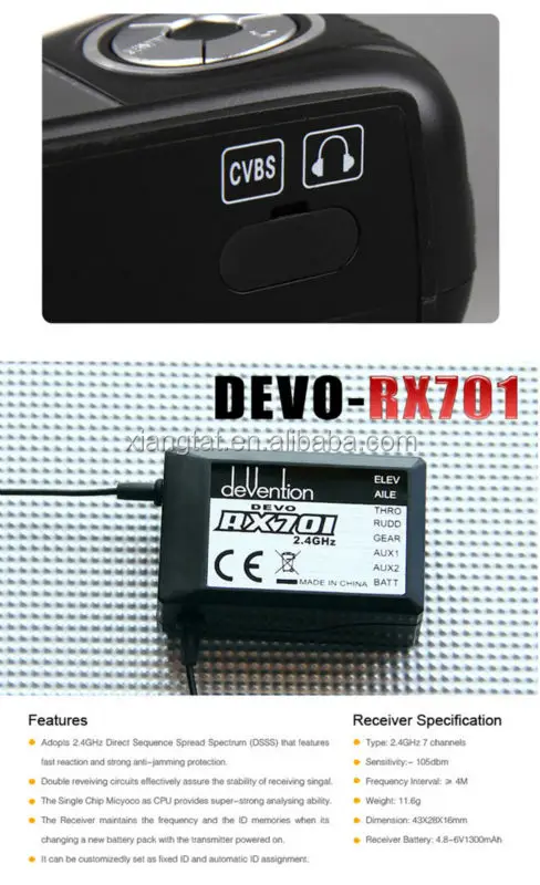 Walkera Devo F7 2.4 ГГц 7CH Передатчик FPV 5.8 Г RX5803 Приемник RX702 Камеры