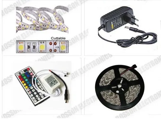 3528 SMD RGB из светодиодов полоска гибкий лёгкие 60led / M 5 м 300 из светодиодов DC 12 V + 44key ик пульт дистанционного управления + 2а электропитание