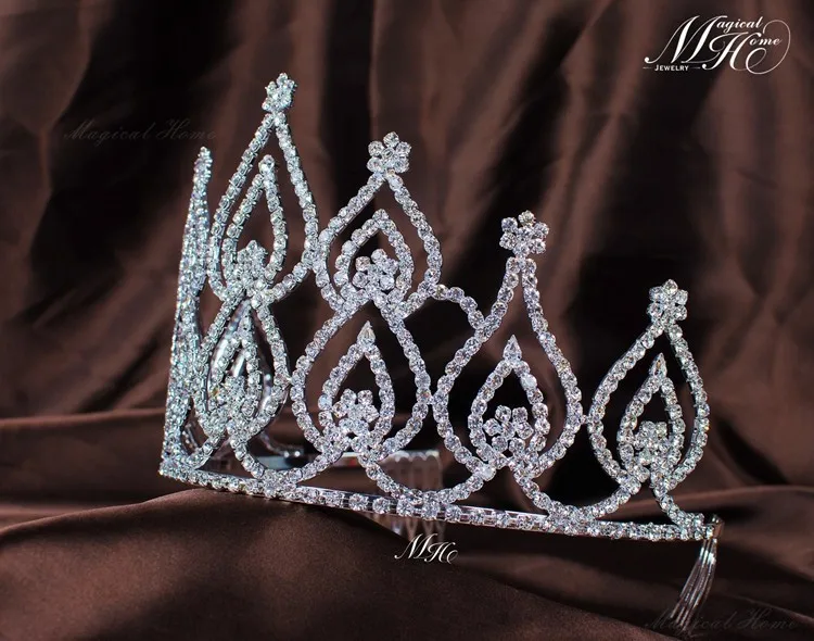 Красота Pageant тиара с гребень для волос прозрачные стразы Корона Diamante свадебный головной убор невесты костюмы для Для женщин