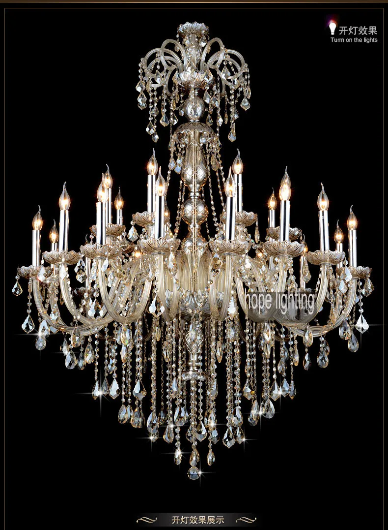 Lustres de Cristal Iluminação de Cristal Candelabro de Cristal de Luz Lustre de Cristal Luxuoso Estilo Europeu Iluminação Grandes Contemporânea Grande Hotel Cristal Centrais Candelabros Champagne Antigo High Quality Luzes e Iluminação