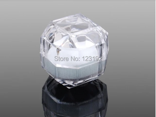60 шт. Акриловые Crystal Clear кольцо Box прозрачный белый коробка Стад Серьги украшений подарок Коробки Ювелирная упаковка