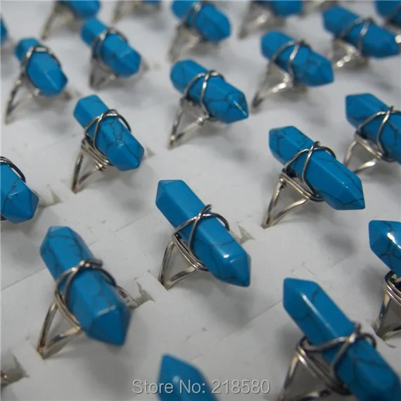 Sr-010 Исцеление Камень Howlite точка кольцо серебро Провода завернутый кольцо