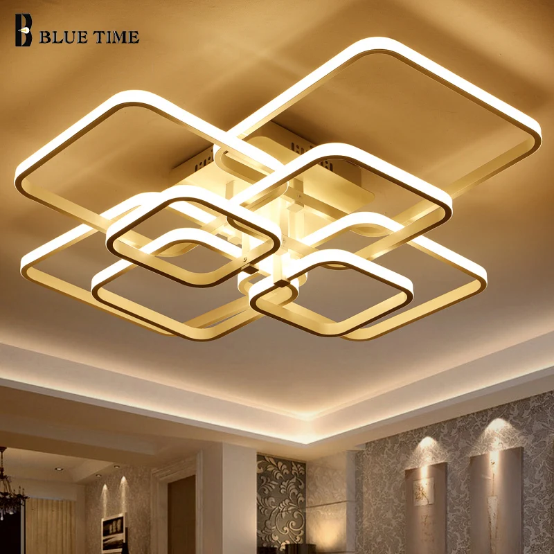 New Acrylic Square 8 6 4 Rings Chandelier For Living Room Bedroom Home AC85 265V Modern