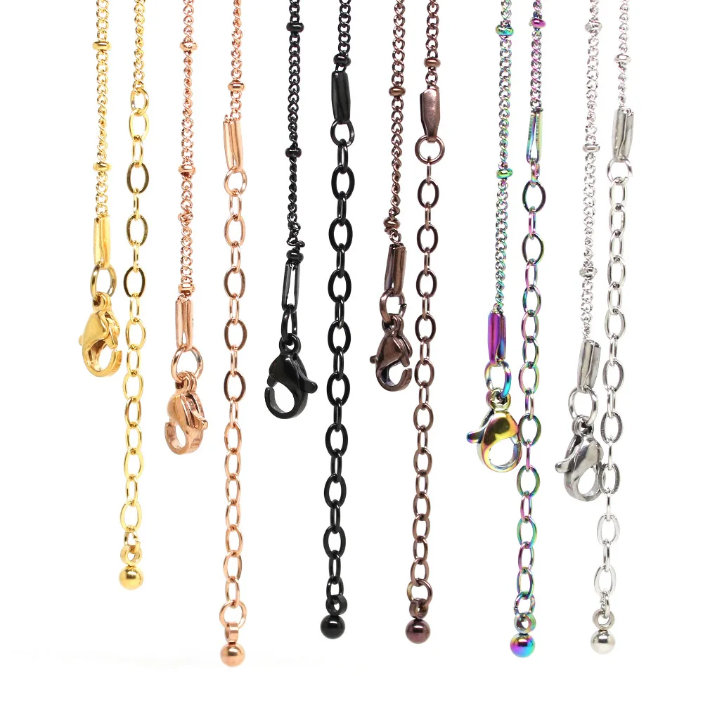 

Carvort 45cm plus 5cm 18 inches with 2 inches extender Stainless steel ball station chain floating locket chains necklace chain