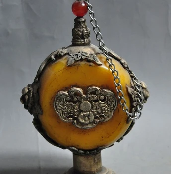 

chinese man-made resin foo dog lion butterfly flower lucky statue snuff bottle