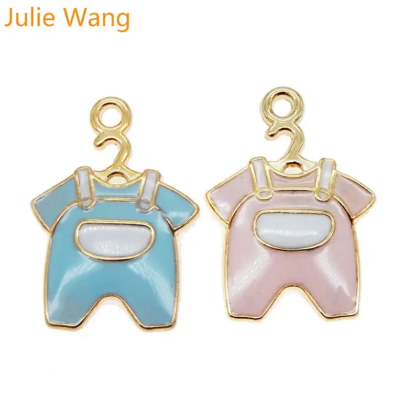 Julie Wang 6 шт. детские тканевые Подвески с эмалью Смешанные Розовый Синий Золотой кулон разных тонов для ожерелья и браслетов DIY ювелирных изделий